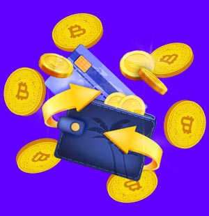 Wallet and credit card with bitcoins