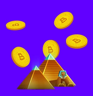 Bitcoins with pyramids