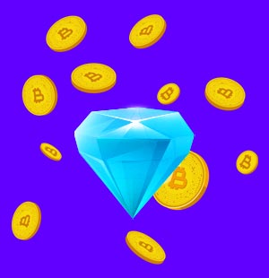 Bitcoins with diamond