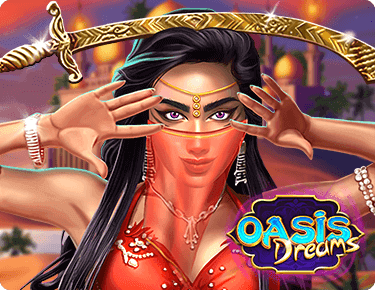 Desert-themed slot game promo for 