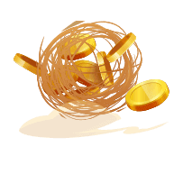 A tumbleweed entwined with golden coins, symbolizing chance and movement